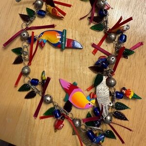 Vintage colorful parrot and metal necklace Jimmy Buffett key west